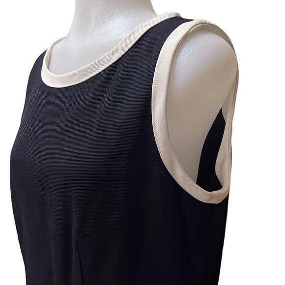 Vintage MODA INT’L Black & White Sheath Dress~sz 10~Lined - Picture 2 of 9